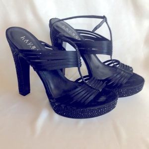 Ralph Lauren black sparkly strappy heels size 7.5